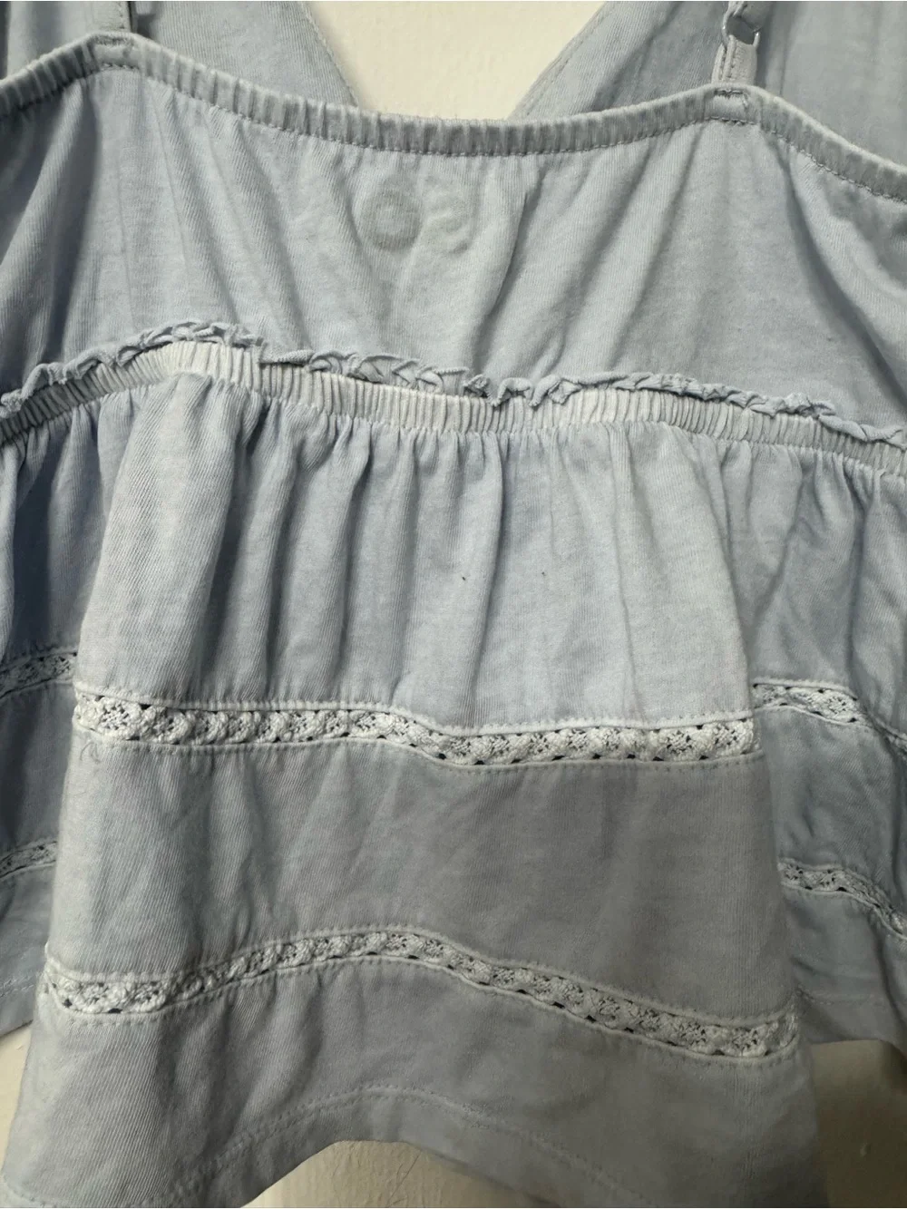 SO Pale Blue Lace-Trim Cami Babydoll Top